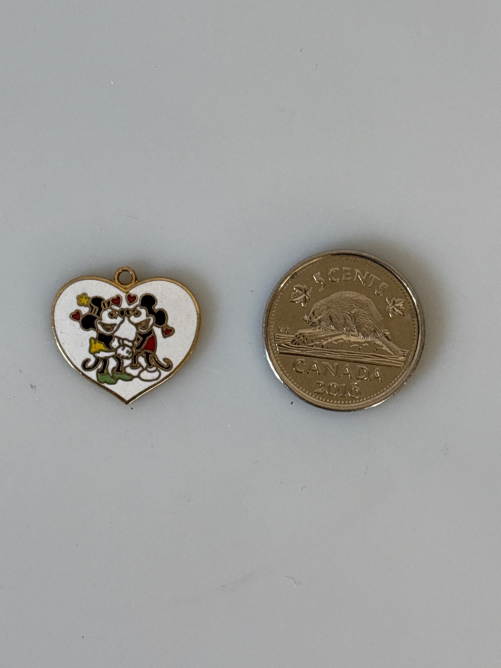 Vintage Disney Mickey & Minnie Mouse Heart Enamel Charm Pendant 16mm – Disney
